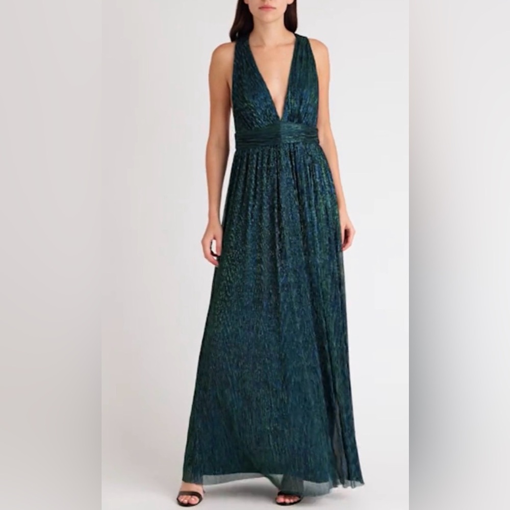 Lulus Blue & Green Metallic Evening Gown/ special - prom - wedding guest
